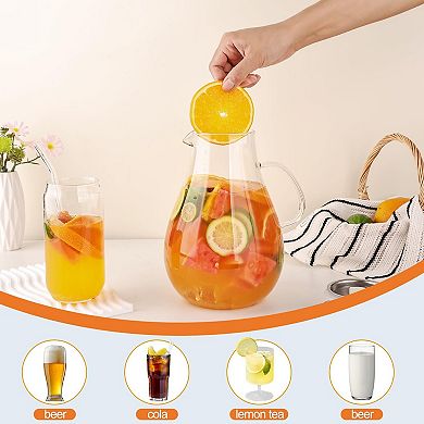 Glass Pitcher With Lid Hot/Cold Water Jug 88oz