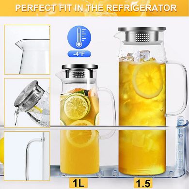 Glass Pitcher With Lid Borosilicate Glass Jug 1.5liter