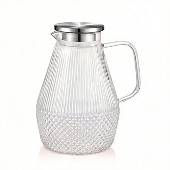 Glass Pitcher With Lid Spout Water Jug 80oz