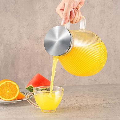 Glass Pitcher With Lid Spout Water Jug 80oz