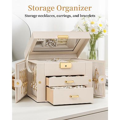 3-Tier Jewelry Box 2 Drawers Mother's Day Gifts for her