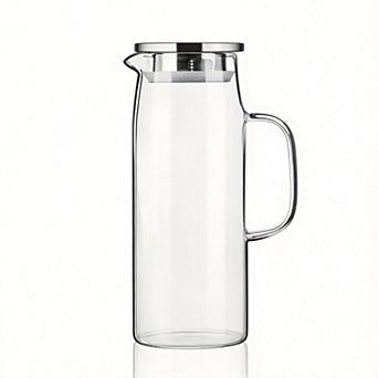 Glass Pitcher with Lid Spout Borosilicate 50oz