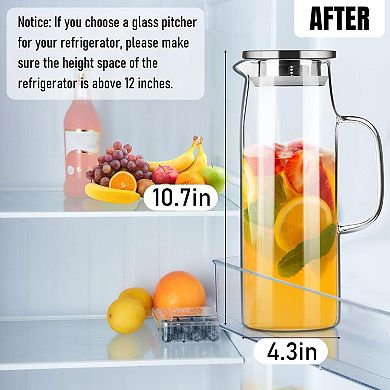 Glass Pitcher with Lid Spout Borosilicate 50oz