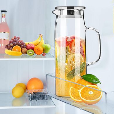 Glass Pitcher with Lid Spout Borosilicate 50oz