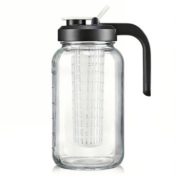 Glass Mason Jar Fruit Infuser Water Pitcher 2-qt