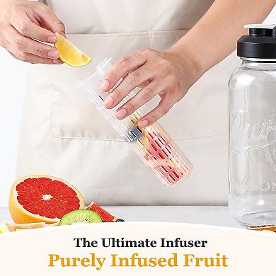 Glass Mason Jar Fruit Infuser Water Pitcher 2Qt