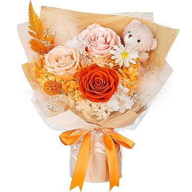 Preserved Flower With Bear Anniversary Mother's Day Gift