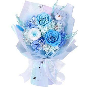 Preserved Flower With Bear Anniversary Mother's Day Gift