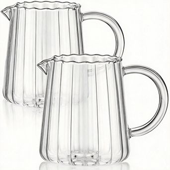 Elegant Shaped Glass Pitcher Creamer Jug 2 pc
