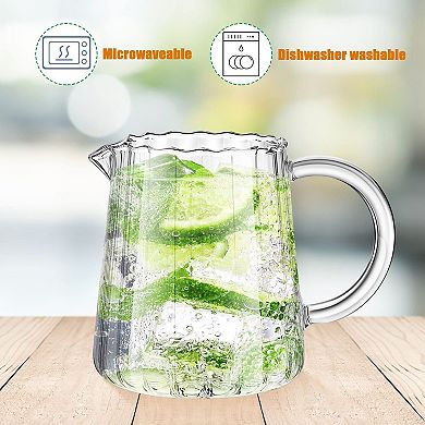 Elegant Shaped Glass Pitcher Creamer Jug 2pc