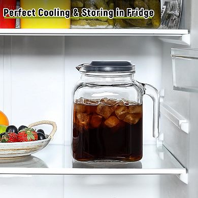 Glass Pitcher with Lid Spout Glass Jar 68oz