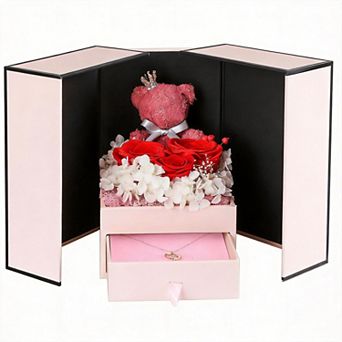 Preserved Rose & Bear Birthday Mother's Day Gift