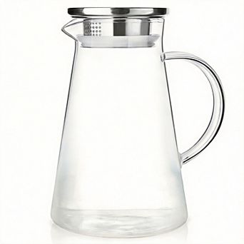 Glass Pitcher With Lid Handle Spout Jug 68oz