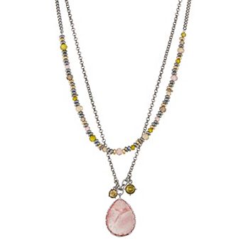 Simply Vera Vera Wang Silver Tone 2-Row Beaded Pendant Necklace