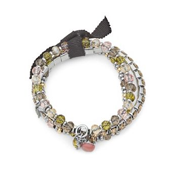 Simply Vera Vera Wang 3 pc Silver Tone Beaded Multi Simulated Stone Stretch Bracelet Set