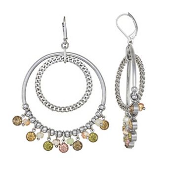 Simply Vera Vera Wang Silver Tone Leverback Beaded Orbital Drop Earrings