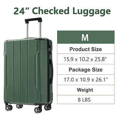 Trikiousd 24" Expandable ABS Hardshell Luggage with TSA Lock & Spinner Wheels