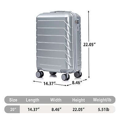 Trikiousd 20 Inch ABS Hard Shell Travel Checked Luggage with Combination Lock