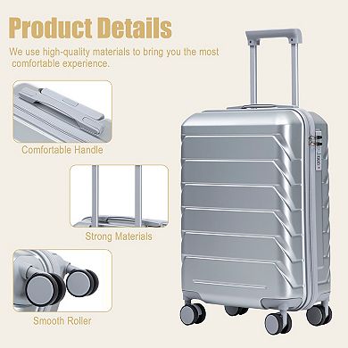 Trikiousd 20 Inch ABS Hard Shell Travel Checked Luggage with Combination Lock