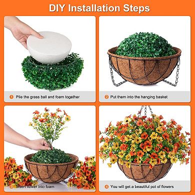 15.7" Artificial Mums Hanging Baskets Outdoor Decor