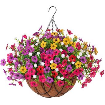 15.7" Artificial Mums Hanging Baskets Outdoor Decor