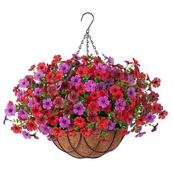 15.7" Artificial Mums Hanging Baskets Outdoor Decor