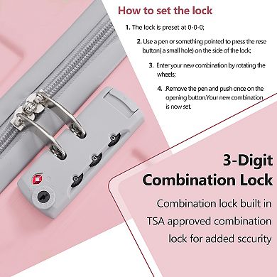 Trikiousd 3-Piece 20" Carry-On Luggage Set with Spinner Wheels Duffel & Toiletry Bag