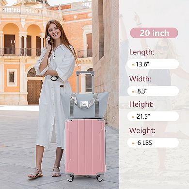 Trikiousd 3-Piece 20" Carry-On Luggage Set with Spinner Wheels Duffel & Toiletry Bag