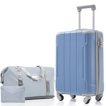 Trikiousd 3 pc 20" Carry-On Luggage Set with Spinner Wheels Duffel & Toiletry Bag