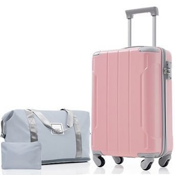Trikiousd 3 pc 20" Carry-On Luggage Set with Spinner Wheels Duffel & Toiletry Bag