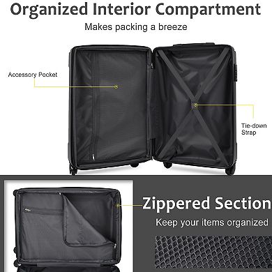 Trikiousd 20" ABS Hardshell Carry-On Luggage with TSA Lock & Spinner Wheels