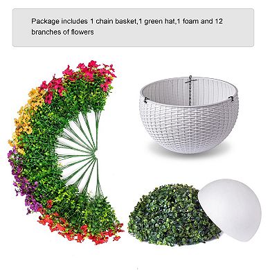 Artificial Hanging Flowers Basket UV Resistant Outdoor