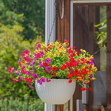 Artificial Hanging Flowers Basket UV Resistant Outdoor