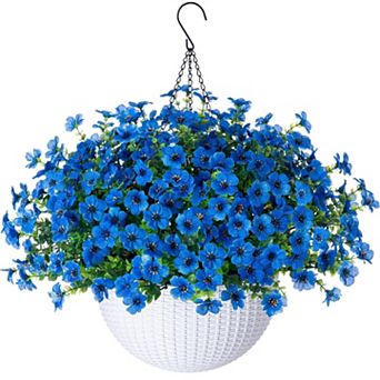 Artificial Hanging Flowers Basket UV Resistant Outdoor