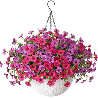 Artificial Hanging Flowers Basket UV Resistant Outdoor