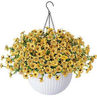 Artificial Hanging Flowers Basket UV Resistant Outdoor