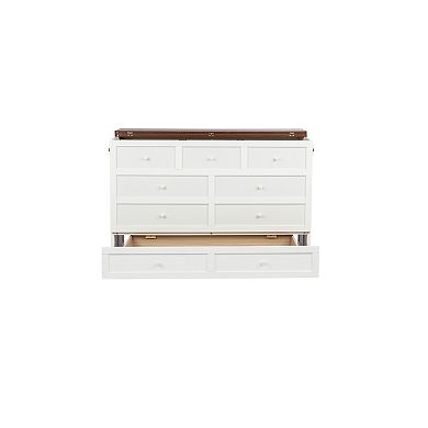 Trikiousd Queen Murphy Bed Foldable Bedframe w/ Storage Drawer, Charging Station & USB Port