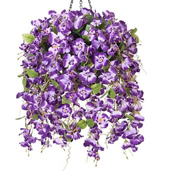 Artificial Hanging Hibiscus Flowers Outdoor Decor UV Resistant