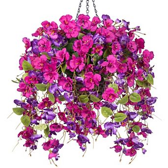 Artificial Hanging Hibiscus Flowers Outdoor Decor UV Resistant
