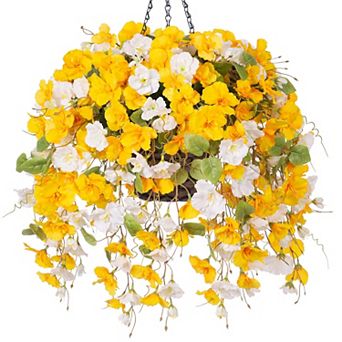 Artificial Hanging Hibiscus Flowers Outdoor Decor UV Resistant