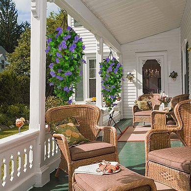 Artificial Hanging Flowers Basket UV Resistant Outdoor