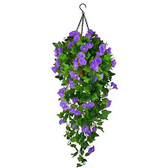 Artificial Hanging Flowers Basket UV Resistant Outdoor