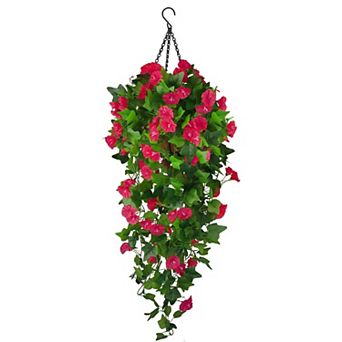 Artificial Hanging Flowers Basket UV Resistant Outdoor