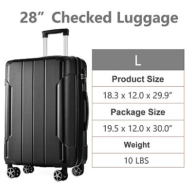 Trikiousd 28" Expandable ABS Hardshell Luggage with TSA Lock & Spinner Wheels