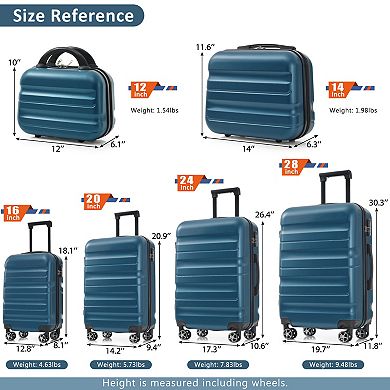 Trikiousd 6-Piece ABS Hardshell Luggage Set with Spinner Wheels Carry-On & Checked Suitcases
