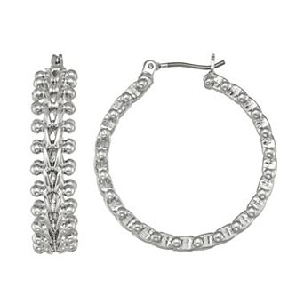 Simply Vera Vera Wang Silver Tone Click-It Textured Hoop Earrings