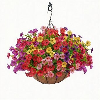 Artificial Hanging Flowers Basket Silk UV Resistant Outdoor Porch Patio Garden