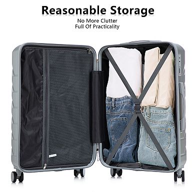 Trikiousd 20"/24"/28" 3 Pcs Set in ABS Spinner Wheel Luggage, Matching Color, Combination Lock