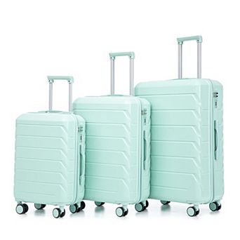 Trikiousd 20"/24"/28" 3 pc Set in ABS Spinner Wheel Luggage, Matching Color, Combination Lock