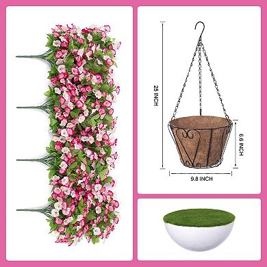 Artificial Hanging Morning Glory Basket Garden Decor